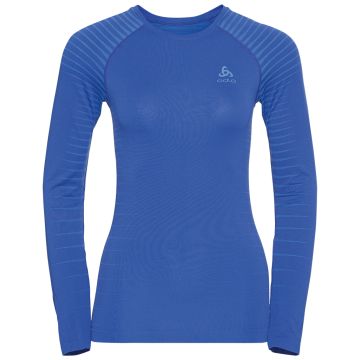 Odlo Women's Syntetisk L/S Baselayer TOP Crew - Blå