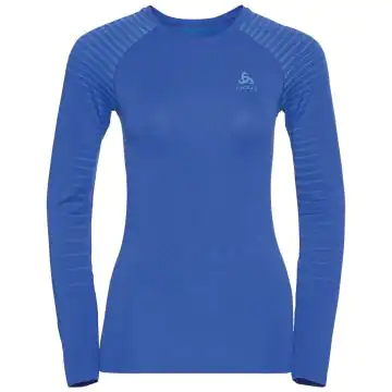 Odlo Women's Syntetisk L/S Baselayer TOP Crew - Blå