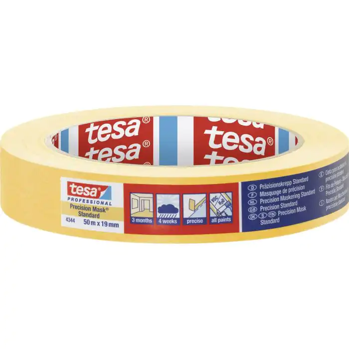 Tesa Præcisionscrepe® 4344 Standard: Perfekte Farve- og Lakkanter