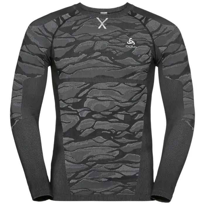 Odlo Performance Men's Syntetisk Baselayer Top Crew - Grå Meleret