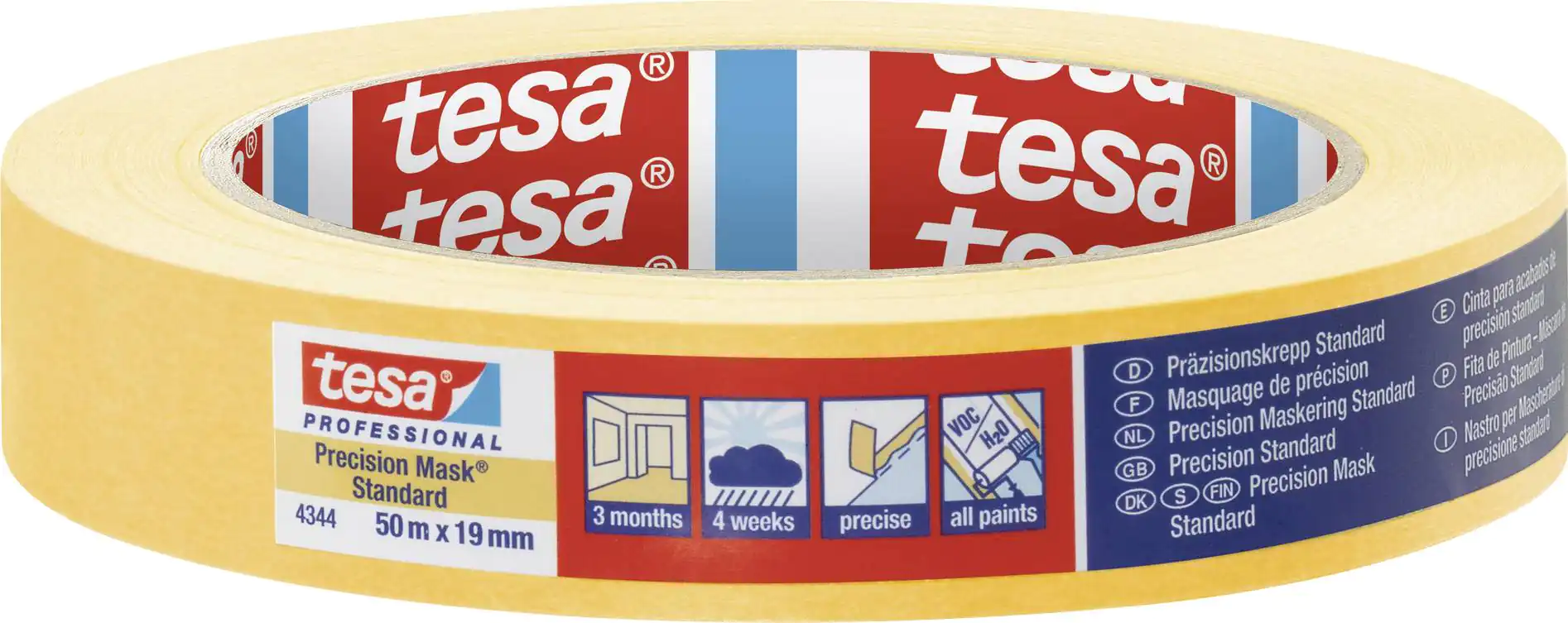 Tesa Præcisionscrepe® 4344 Standard: Perfekte Farve- og Lakkanter