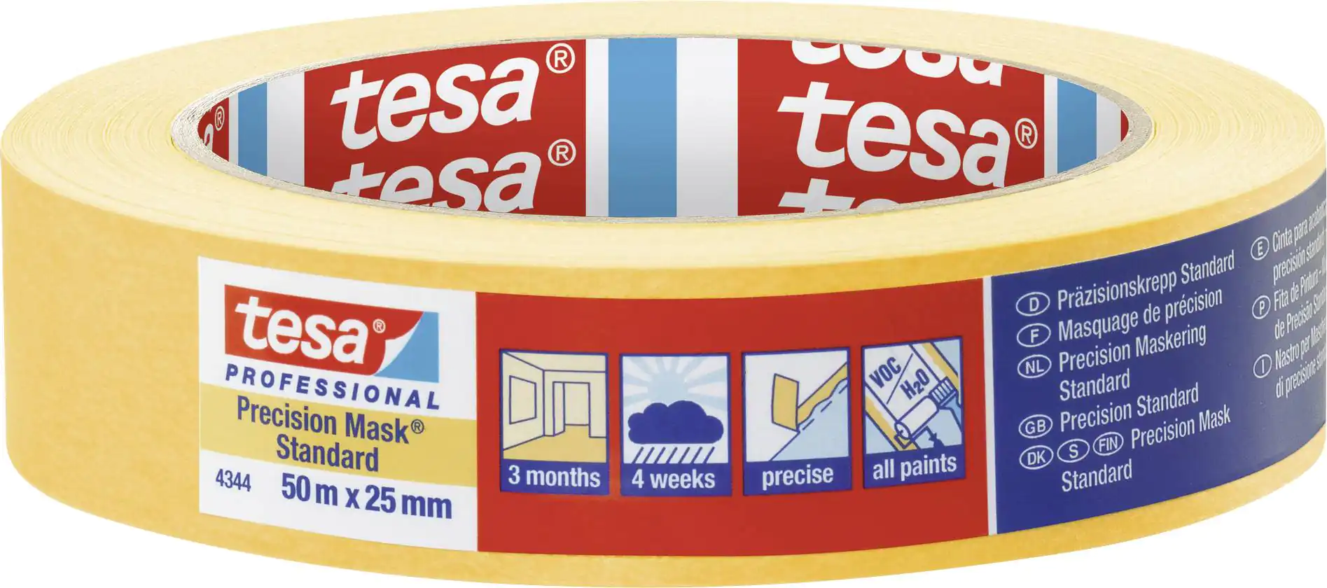 Tesa Præcisionscrepe® 4344 Standard: Perfekte Farve- og Lakkanter