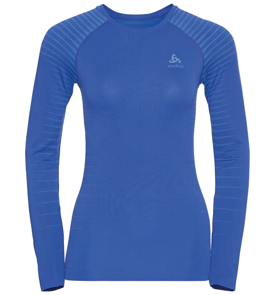 Odlo Women's Syntetisk L/S Baselayer TOP Crew - Blå