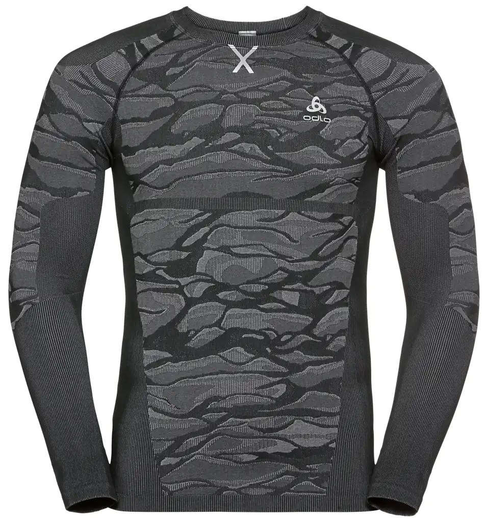 Odlo Performance Men's Syntetisk Baselayer Top Crew - Grå Meleret
